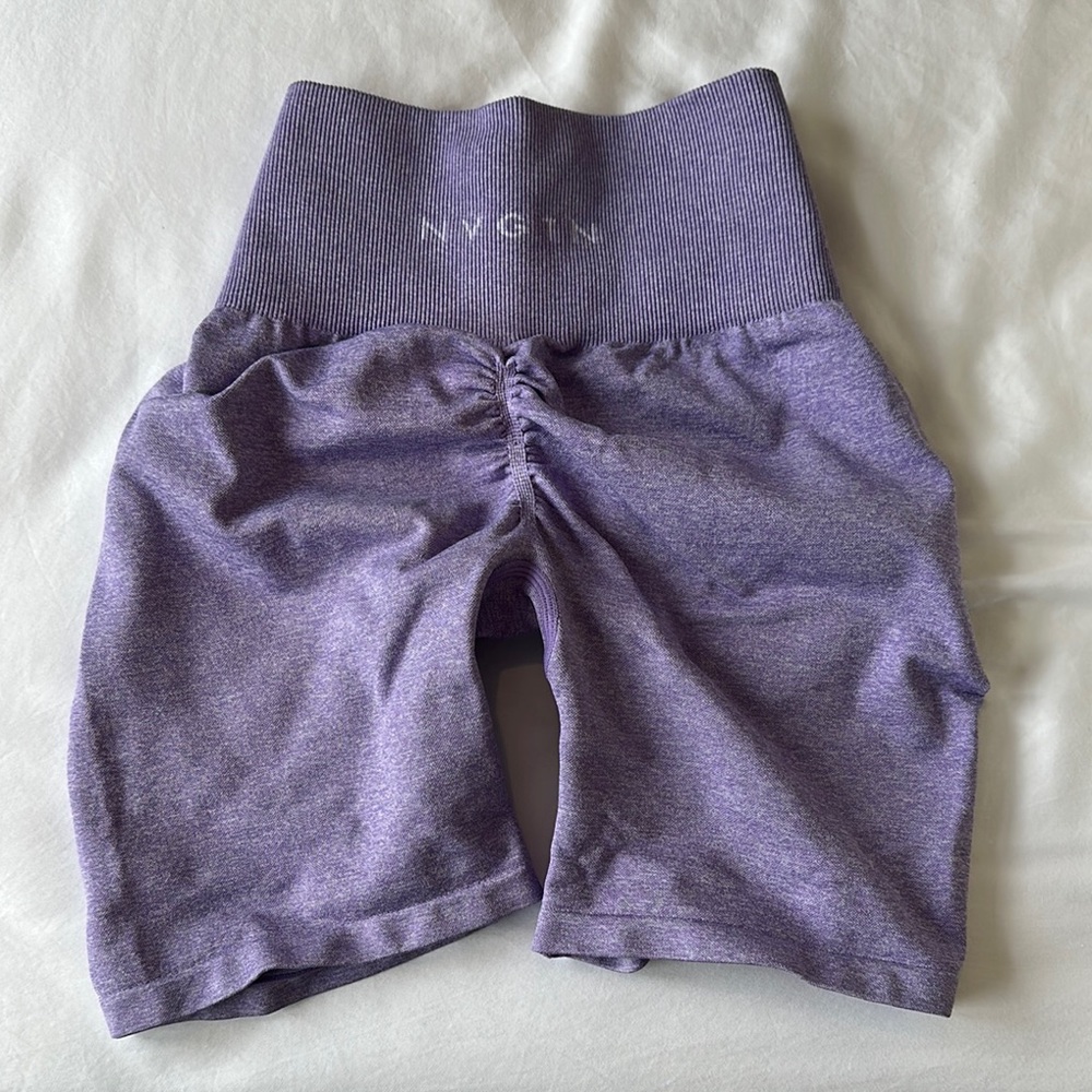 NVGTN Purple GYM Bike Shorts with High Waist and Stretch Fabric and butt scrunch